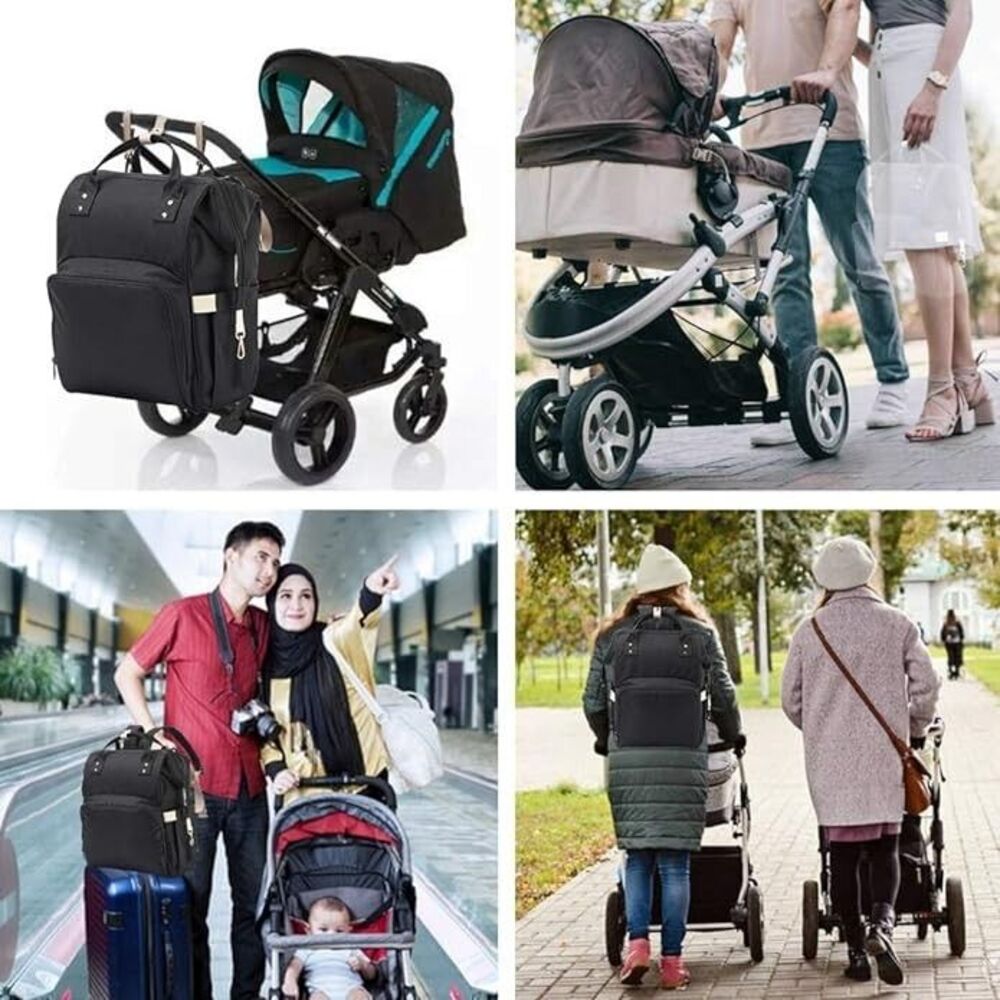 Mommy Diaper Bag Backpack Multifunctional Waterproof Big Capacity - Black - Picture 6 of 6